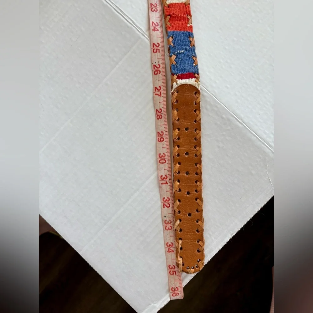 Vintage Guatemalan Colored Leather Handcrafted Belt Size M‎ Authentic